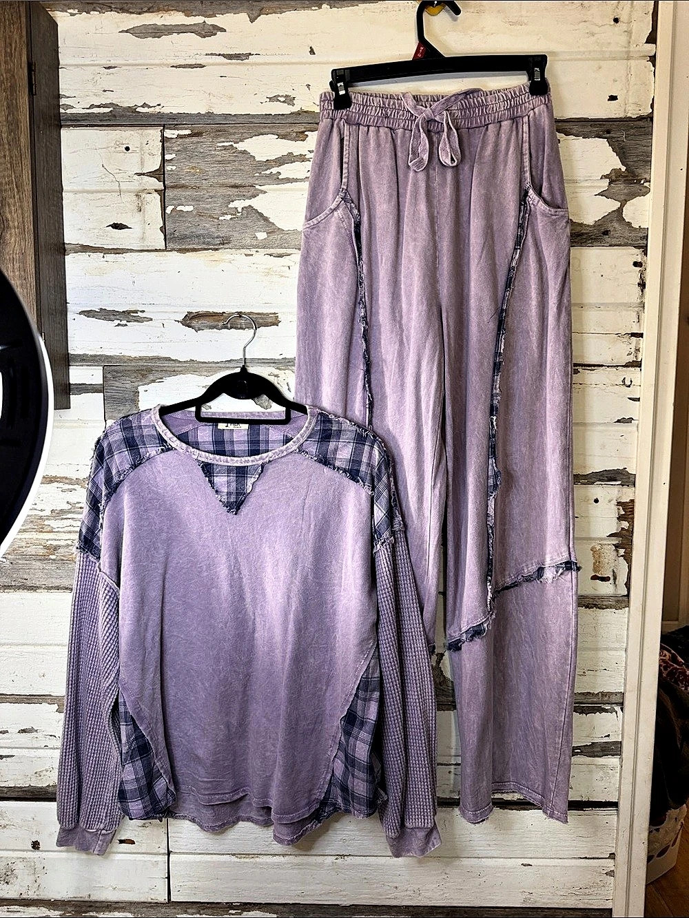 J. HER Plaid Panel Lounge Set in Purple Small (( 1129 A